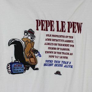 Pepe Le Pew ACME CLOTHING CO. T-Shirt Men Size Medium Off White S/S Embroidered